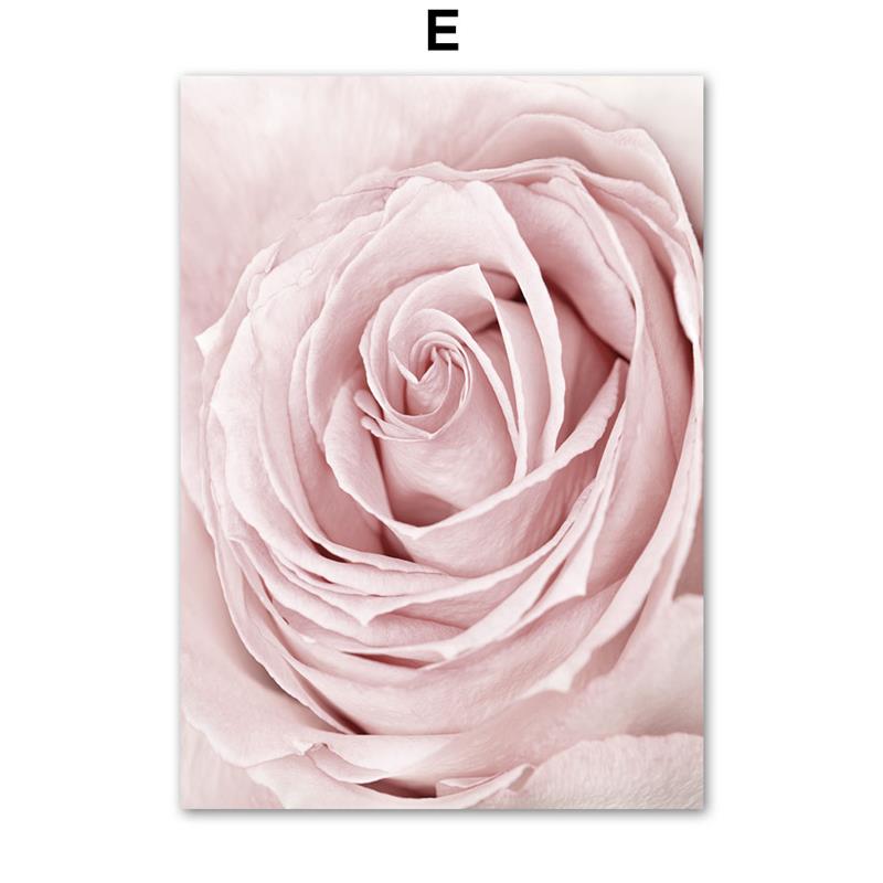 Nordic Wall Art Canvas Painting Posters Pink Flowers Rose Peony Minimalism Quotes Print Wall Pictures For Living Room Home Decor