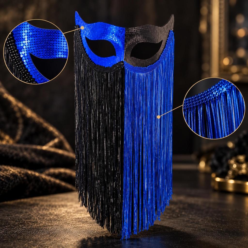 Lightweight Half-Face Masquerade Mask Elegant with Fringe