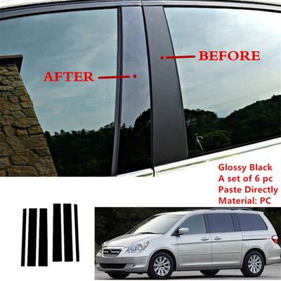 6pc Set Door Trim Pillar Posts Gloss Black Cover Fit For Honda Odyssey 2005-2010