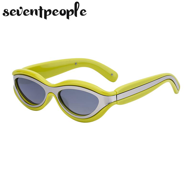 

Punk Cat Eye Sunglasses Women Men Luxury Brand Design New Fashion One-Piece Sun Glasses For Female Small Frame Oval Shades With screwdriver