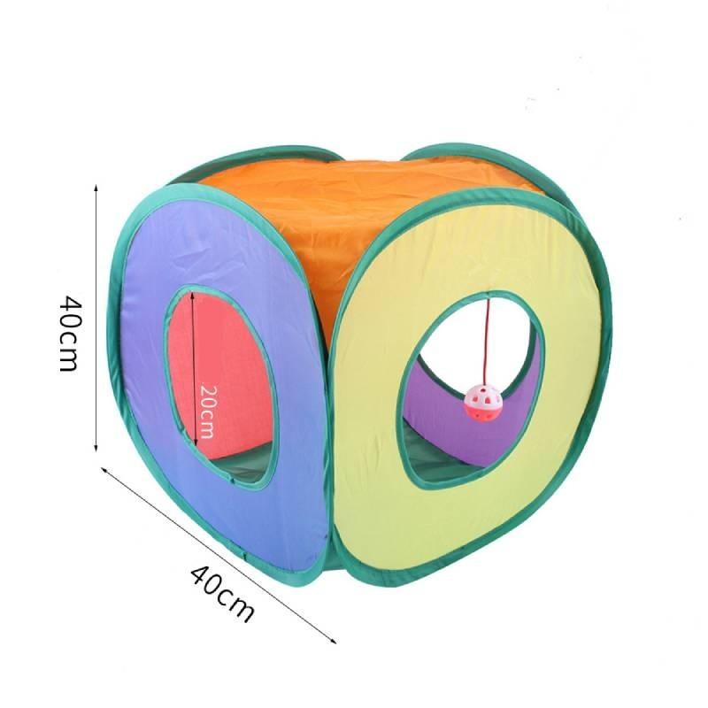 Colorful Rainbow Cat Tunnel Interactive Collapsible Pet Toy For Endless Fun