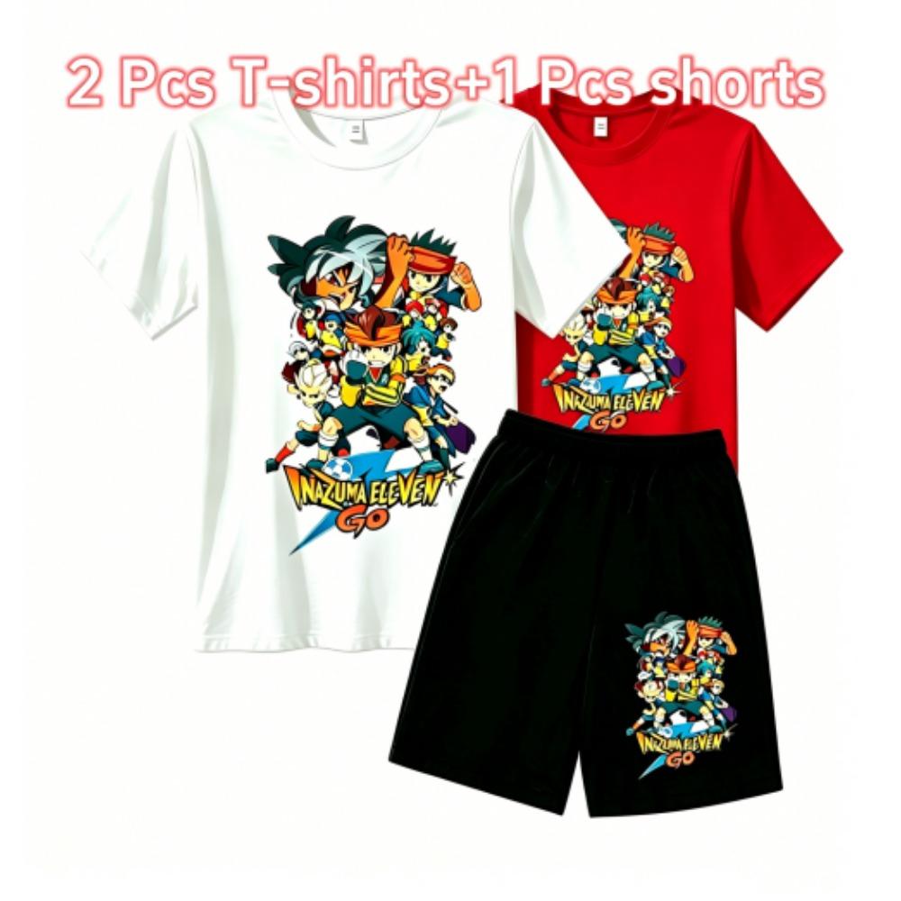 Fashion Anime Character Games Print Outdoor Street Kids T-shirt and Shorts Summer Home Casual Outfit Boy and Girl's Sports Set