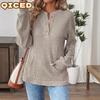 Women's Fashion Casual Solid Color Print Long Sleeve Blouses & Shirts