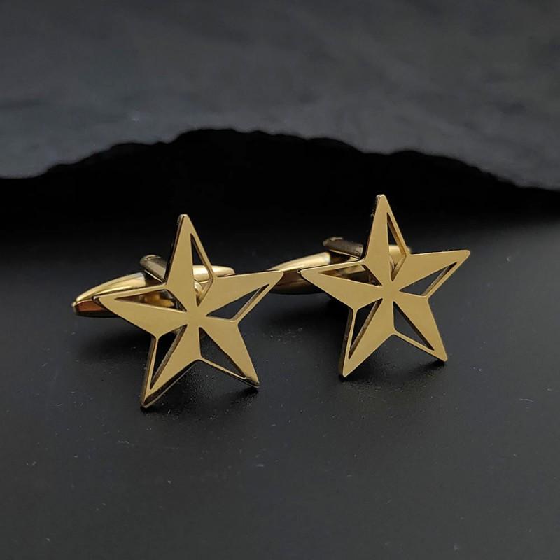 Hohlgeschnitzte Pentagramm Brosche Manschettenknöpfe 3D Dreidimensional Personalisierte Einfache Luxuriöse Unisex Accessoires