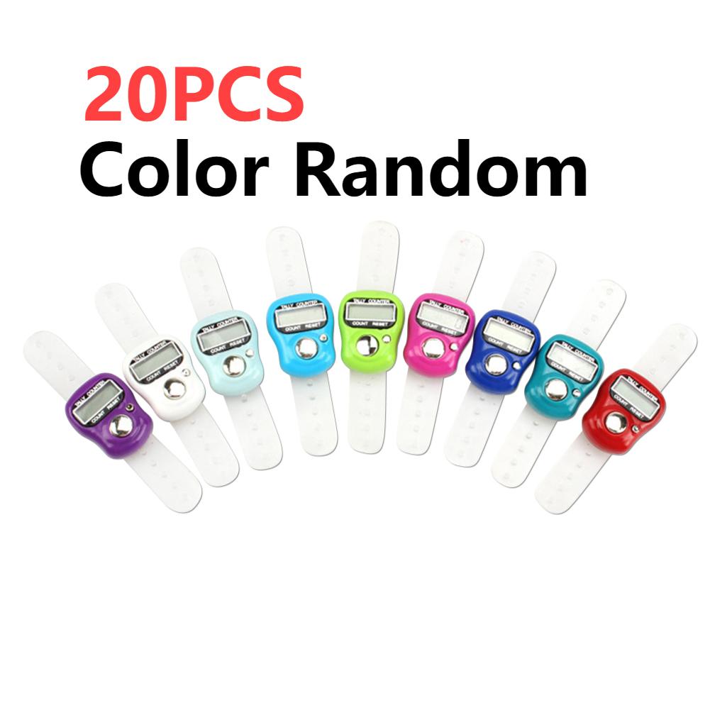 20-1 szt. Licznik palcowy Klik Mini Marker ściegów Rząd Robótki na drutach Liczniki elektroniczne Cyfrowy licznik kliker LED Narzędzie