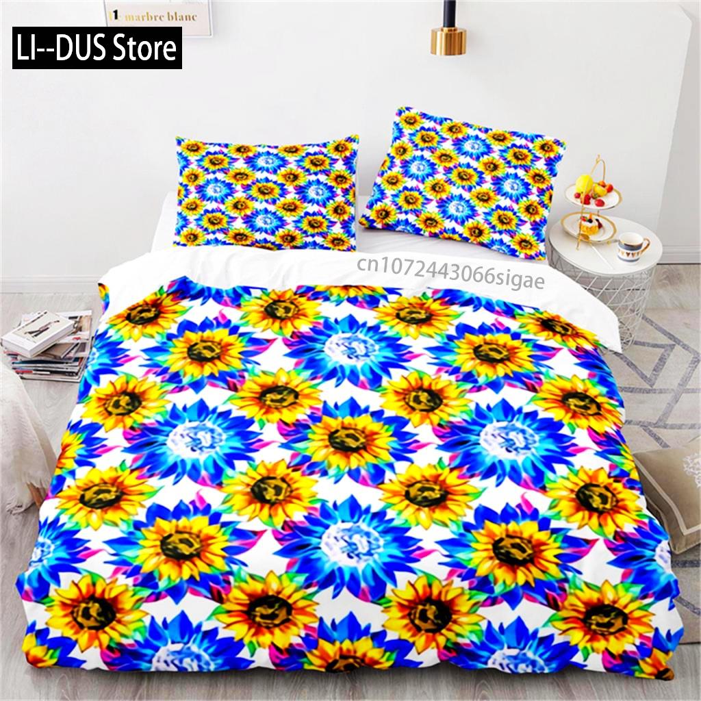 Nature Theme Sunflower Duvet Cover Microfiber Tropical Floral Comforter Cover Yellow Blossom Bedding For Kids Adults Bedroom