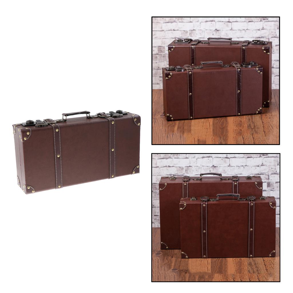 Leatner Suitcase British Decorative Travel Luggage Case Storage Box with Lock Wedding Decorations