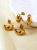 1 Pair Fashionable Shiny Tear Drop Shaped Stainless Steel Textured Small Earrings For Women Street Fashion Magazines Daily Wear