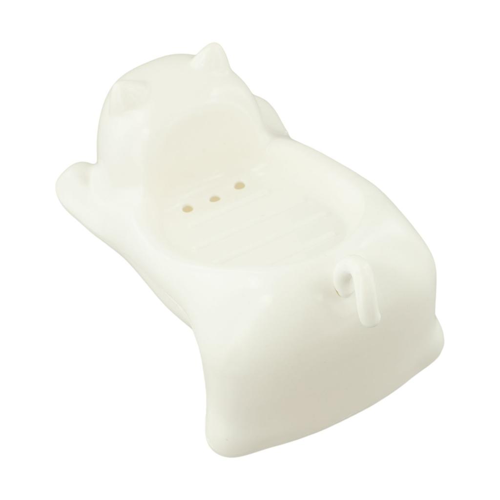 Bathroom Decor 10*18*9.5CM Cat Soap Dish Bathroom Accessory ABS Material Built-in Drainage Hole Organizational Tool