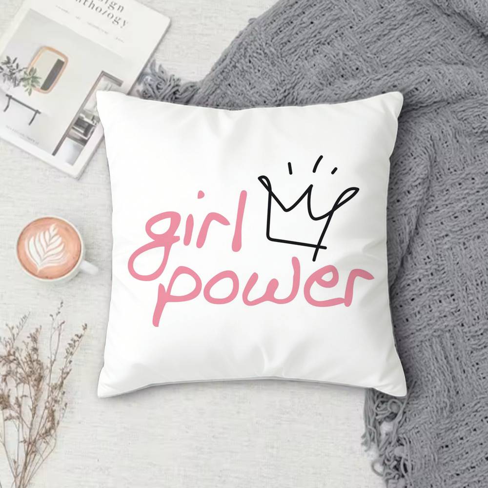 Girl Power Double-Sided Printed Square Pillow Cover Decorative Cushion Cover For Sofa Bedroom Bedside