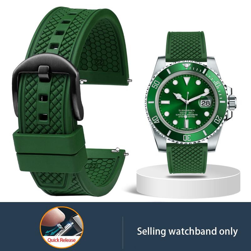 Premium-Grade Fluororubber Watch Strap 21mm 20mm 22mm For Seiko SRP777J1New Watch Band Diving Waterproof Bracelet Black Color
