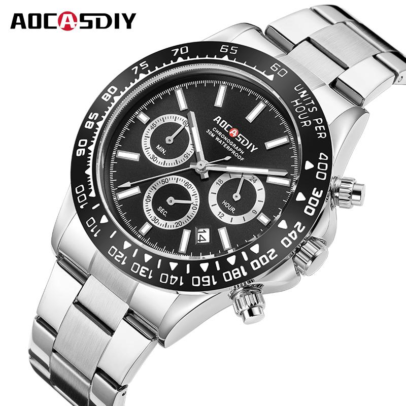 Quarzuhr für Herren Business Gold Schwarz Edelstahl Mode Klassisch Luxus Multifunktional Analog Armbanduhren Reloj Hombre