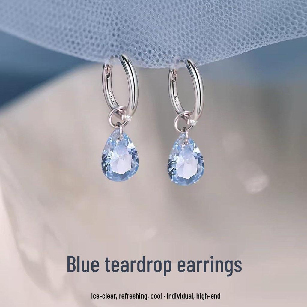 Orecchini Trendy Blu a Goccia d'Acqua 2026: Argento 925, Stile di Lusso per Donna