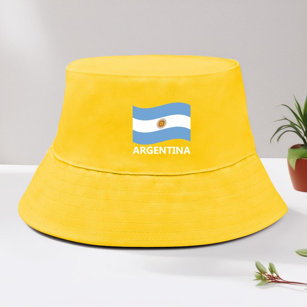 Argentina Flag Print Bucket Hat Solid Color Unisex Sun Hat Lightweight Hat For Man Cuff Bucket Hats Ideal Choice For Golf Summer