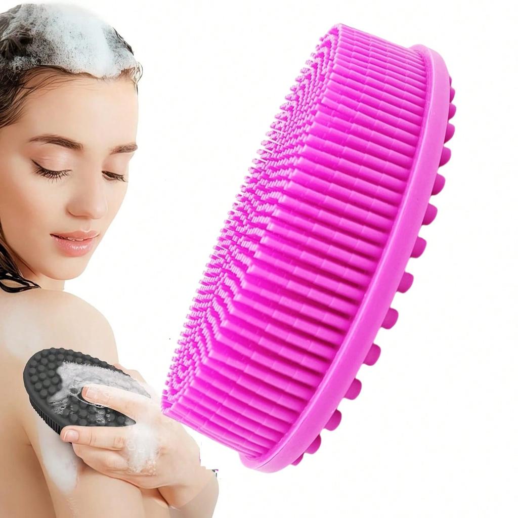 Cleaning Brush, Suitable For Shower, Silicone Shampoo & Body Wash Brush, Double-Sided Friction Bath Brush, Massage Bath Brush, Bathroom Cleaning Tool