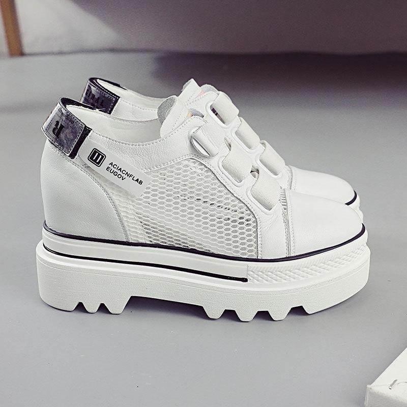 5CM Thick Bottom Mesh Breathable Women's Autumn Solid Color Sports Shoes Casual Running Sports Shoes Outdoor Women's Shoes 34-40