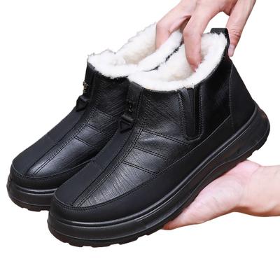 Herren Echte Schafsfell Winterstiefel, Wasserdichte Rutschfeste Schneeschuhe mit Shearling-Futter, Bequeme Slipper für Herren
