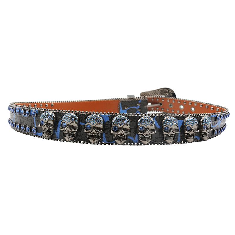 Design Skull Rhinestone Inlay Belt High-end Diamond Sequin Hip-hop Decoration Nightclub Belt for Women