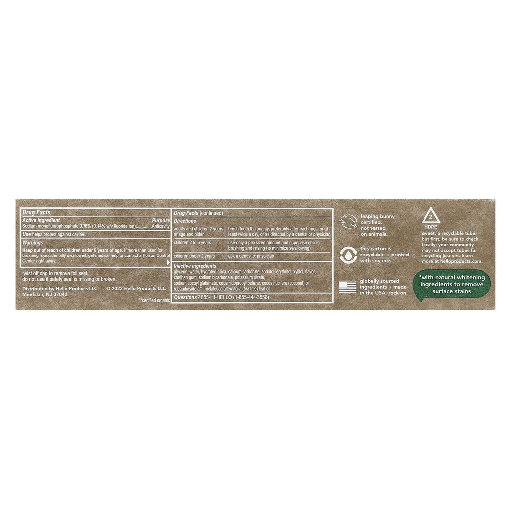 Dentifrice Blanchissant Naturel au Fluor, Menthe Cultivée à la Ferme, 133G(4.7Oz)