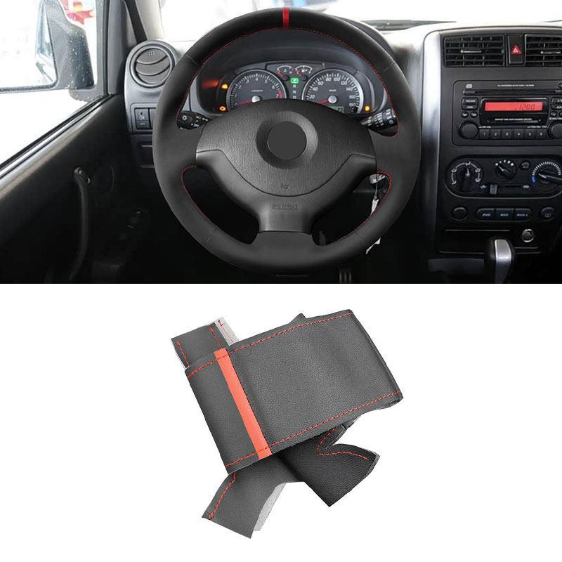 

Для Suzuki Jimny 2006-2012 Автостайлинг Микрофибра Неперфорированная Кожа DIY Ручная Прошивка Обшивка Рулевого Колеса