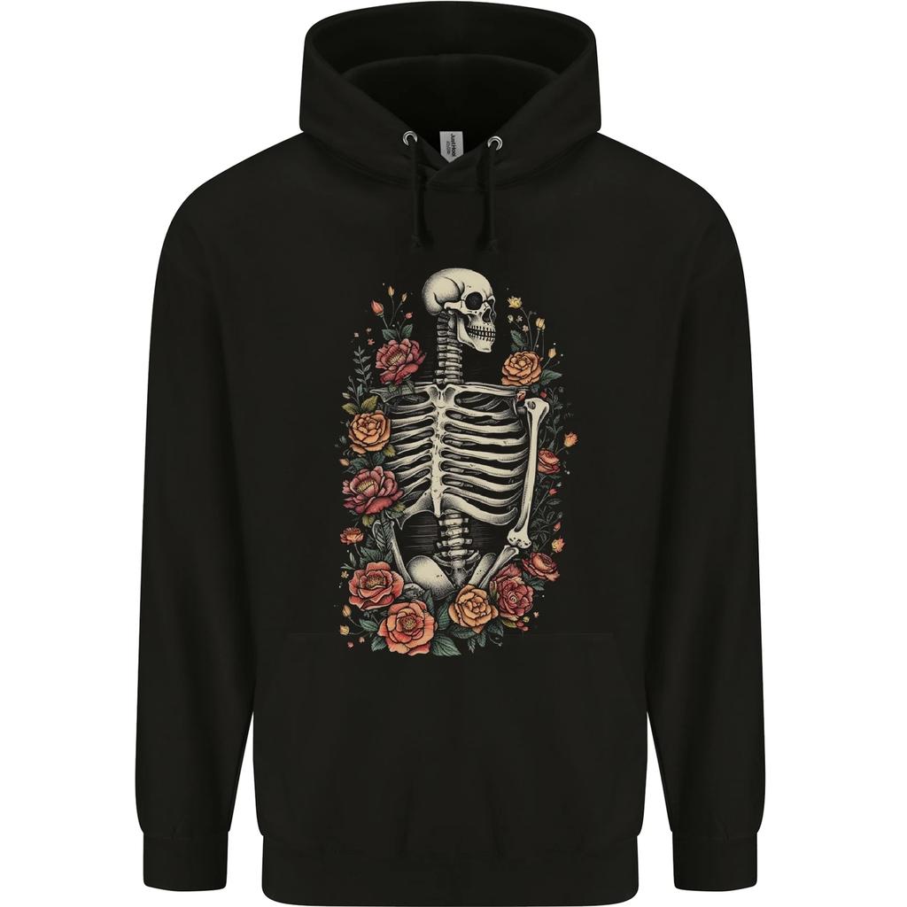 A Skeleton With Flowers Skull Childrens Kids Hoodie