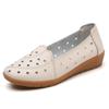 Real soft leather beef tendon sole hollow flat white shoes versatile lazy shoes soft sole non-slip Doudou shoes shallow single shoes women