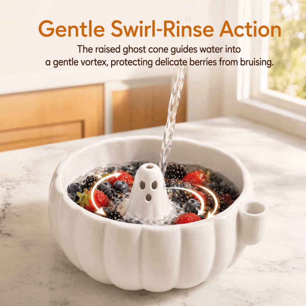 Large Capacity Halloween Pumpkin Berry Swirl Bowl 3D Printed Fruit Cleaning Bowl  Home Kitchen
