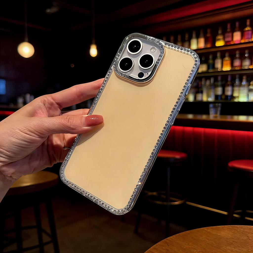 Luxury Rhinestone Edge Candy Color Anti-Drop Phone Case for iPhone 13/14/16 Pro Max 