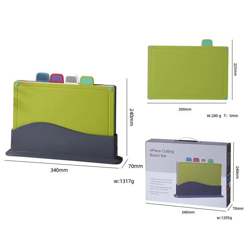 Cutting Boards with Holder 4pcs Sets for Kitchen Anti Bacterium Plastic Chopping Block Plastic Dishwasher Safe Chrismas