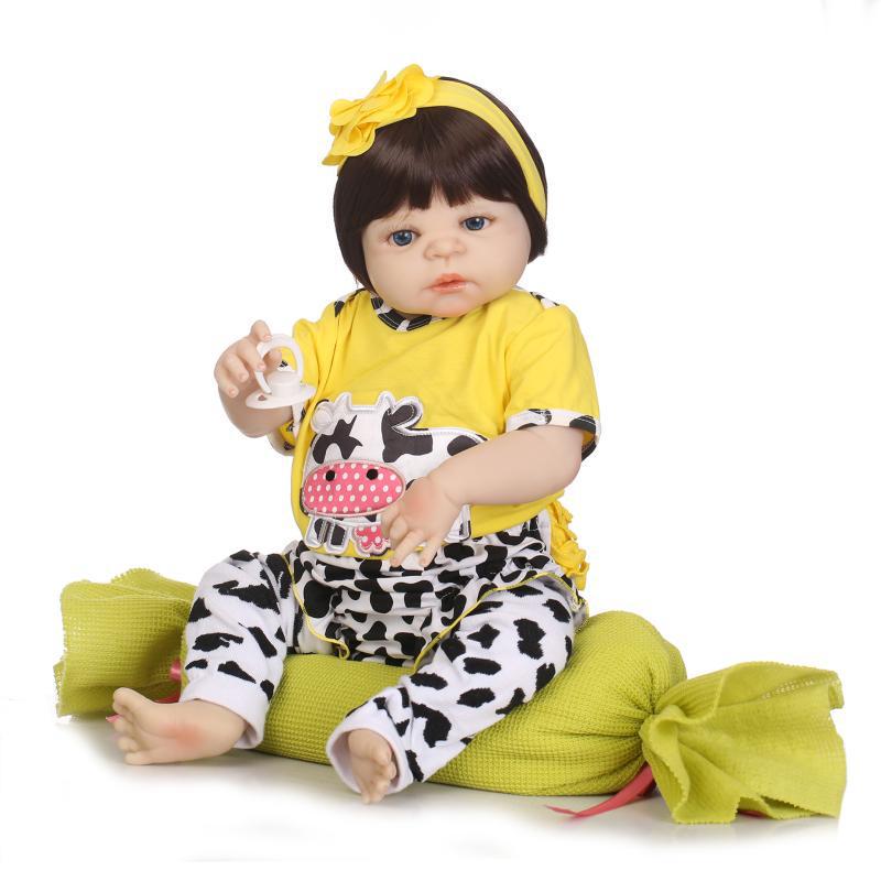 Realistic Silicone Baby Doll with Cute Clothes 57 cm жёлтый