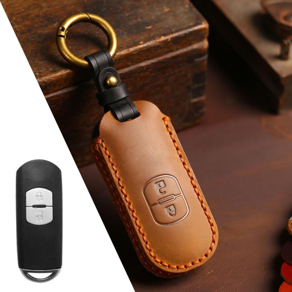 Leather Cover Protector Car Fob Key Case Holder Shell for Mazda 2 3 5 6 Gh Gj Cx3 Cx5 Cx9 Cx-5 Cx Remote Keychain Accessories