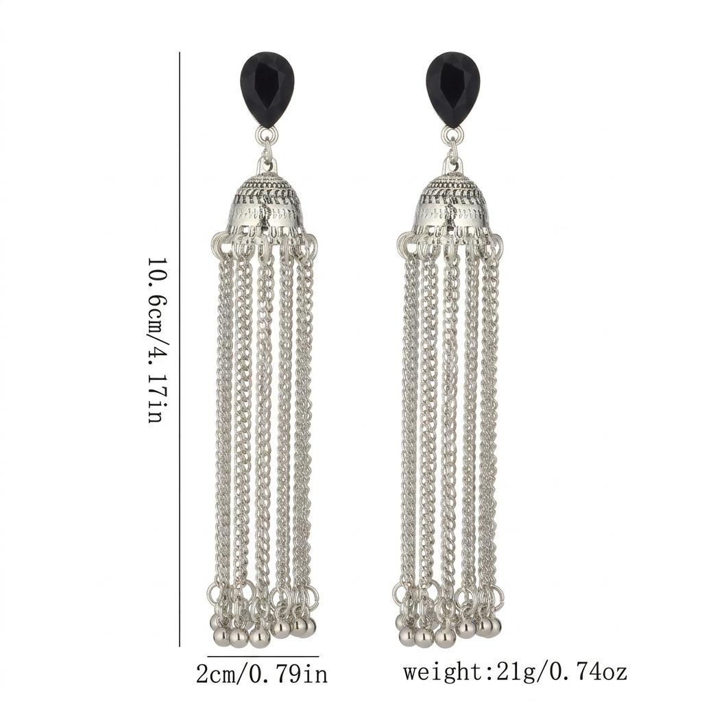 Rhinestone Inlaid Earrings Vintage Drop Earrings Bell Tassel Earrings Hypoallergenic For Music Festivals Dates Friend Gatherings