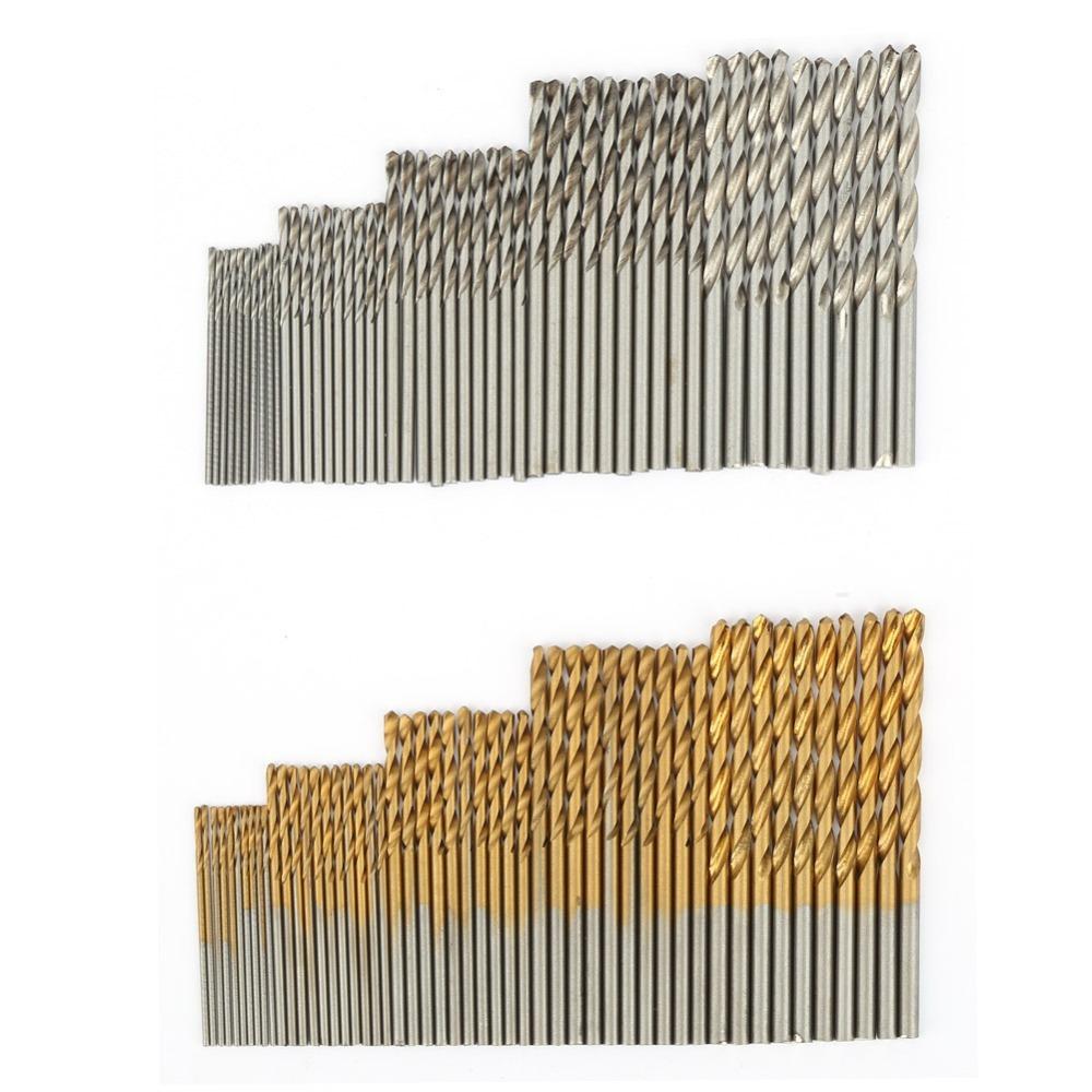 100pcs White Titanium Coated Drill Bits Titanium Coated HSS Twist Drill Bits Metal Drilling