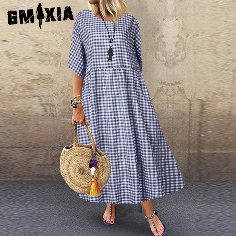 

GMXIA Женские модные летние весенние повседневные платья с короткими рукавами и круглым вырезом XXXXXL