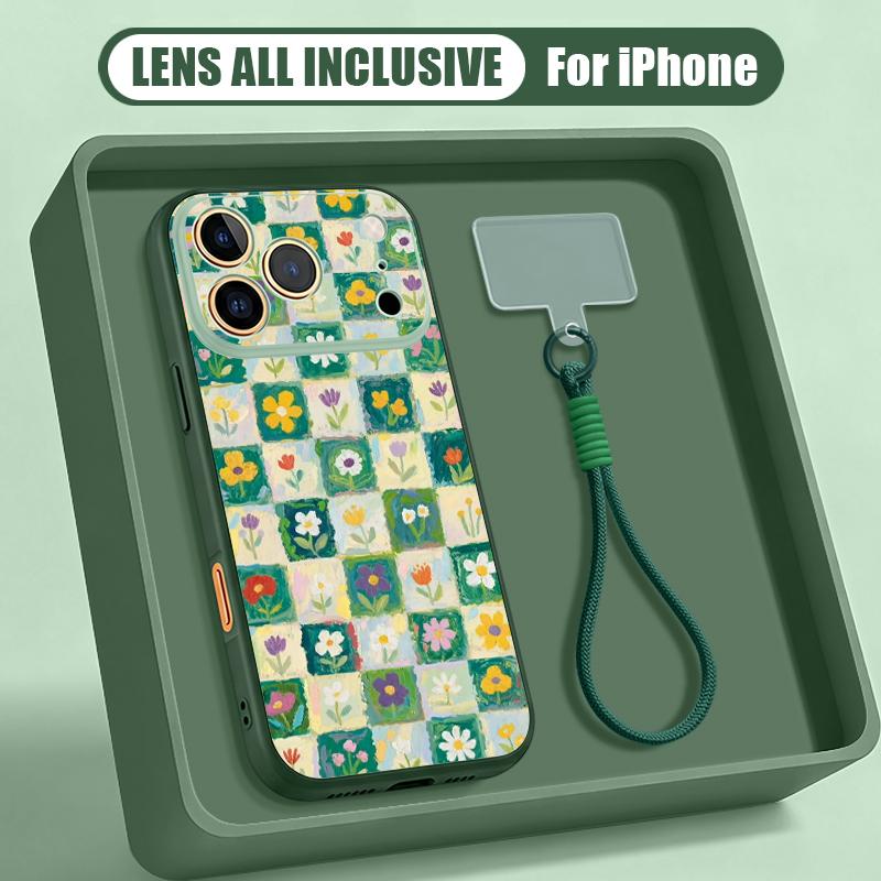 Oil Painting Flower Hand Strap Case For iPhone 17 Pro Max iPhone 16 15 14 13 Pro Max Magnetic For Magsafe Hybrid TPU+PC Matte Cover