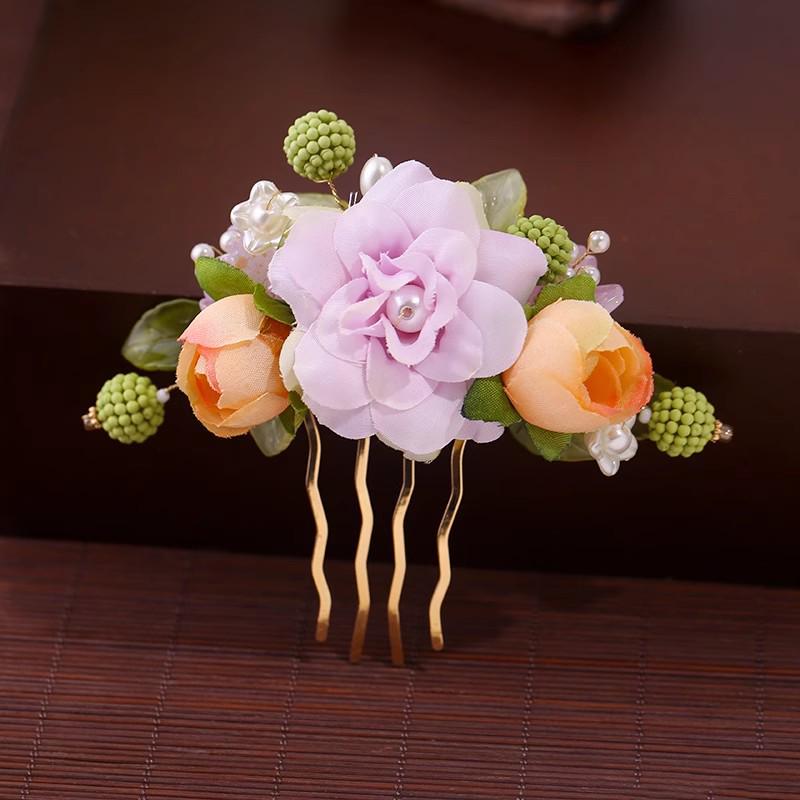 Damen Perlenblume Hanfu Haarnadel Kamm – Antiker Stil Hochsteckfrisur Accessoires