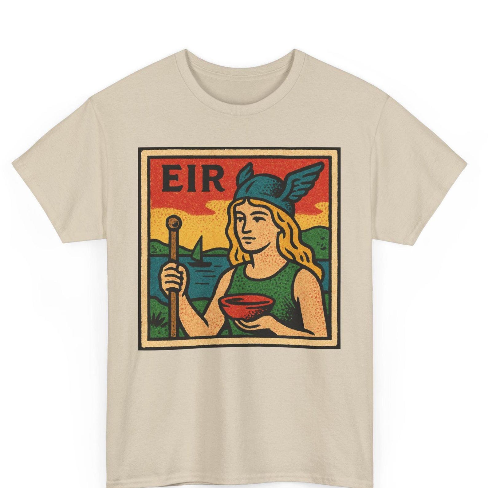 Eir Norse Goddess T-Shirt: Retro Comic Style Pagan Tee XL