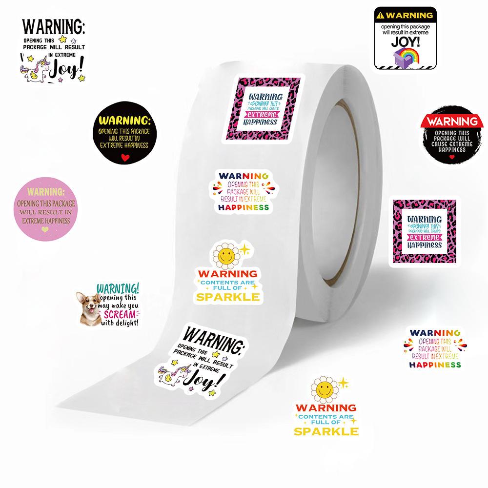 500 Pictures/roll Roll Sticker Hot-selling Tape Cartoon Warning Sticker Hand Account Material Decorative Envelope Seal Sticker