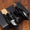 Designer Patent Leather Mens Mules Half Shoes Men Dress Causal Shoes Slides Sandals Black Slippers Breathable Flat Shoes for Men