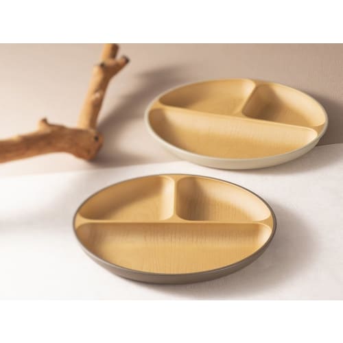 Kano Earth Color Antibacterial Lunch Plate, Small, Diameter 21.3cm, Gray, 74489