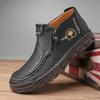 Large Size Spring and Autumn Men's Casual Boots Leather Boots Fashion Side Zipper Handmade Shoes High Top Men's Shoes