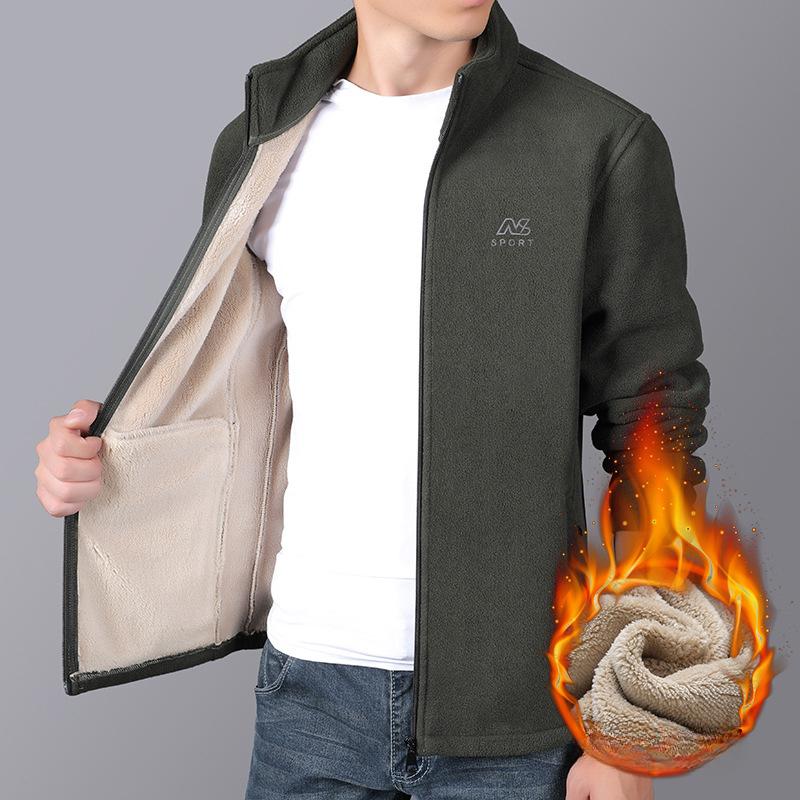 Autunno e Inverno Nuova Giacca in Pile Polare da Uomo in Velluto Ispessito Abbigliamento in Pile Cappotto Caldo da Uomo con Collo Alto Taglia Grande