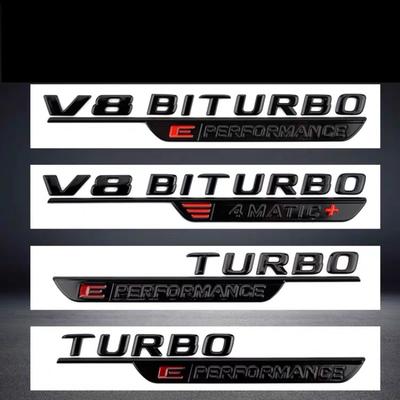 3D for -Benz V8 BITURBO Side Emblem TURBO Body Side Emblem E PERFORMANCE E 4MATIC Fender Modification Parts Decal