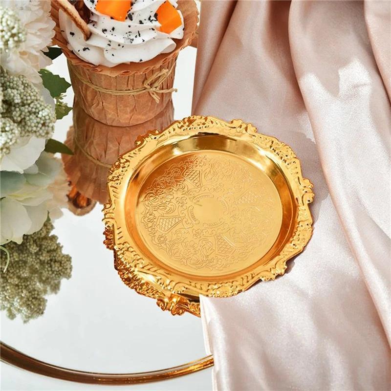 Silver and gold iron plate, decorative jewelry display tray, party supplies, for storing various jewelry, 1 piece