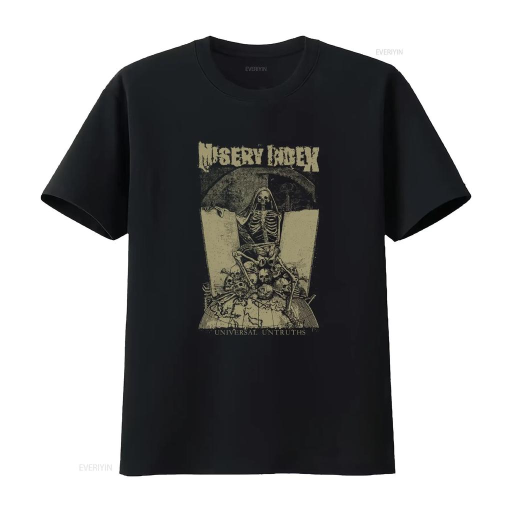 Misery Index Maglietta Verità Universali Nera Uomo S 5XL Design Teschio Scheletro Top Lavato Vintage Per l'Uso Quotidiano graphic