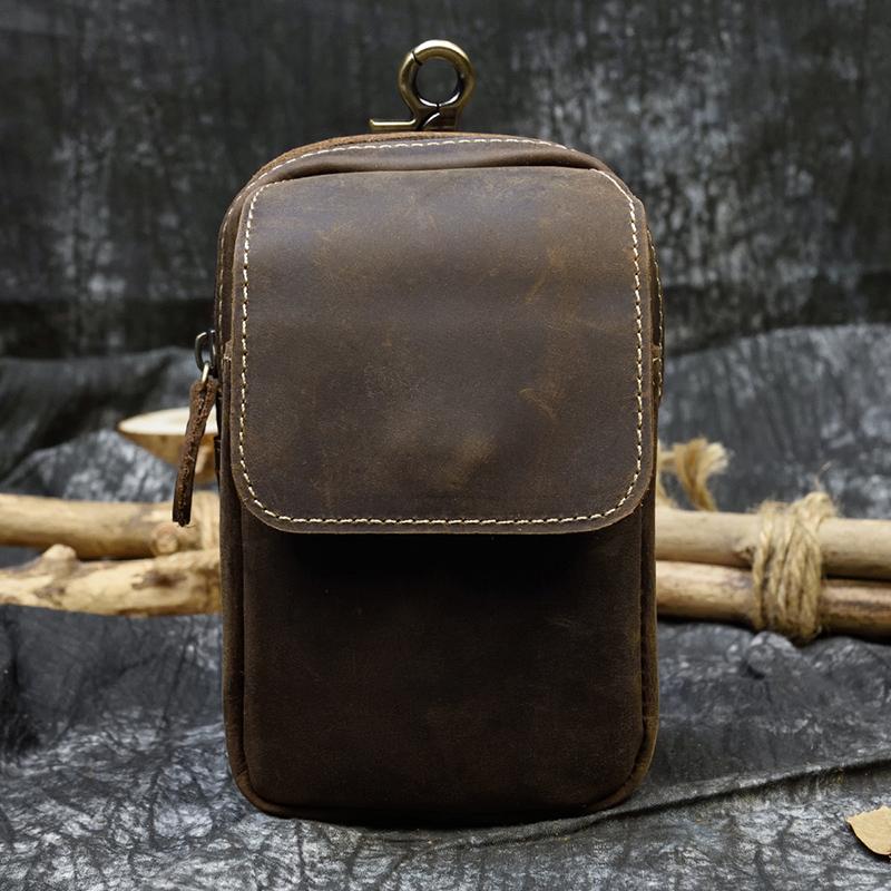 Leather Waist Bag On Belt Mobile Phone Bag Belt Pouch Leather Cellphone Pouch Fanny Pack Summer Mini Waist Bag Men Male