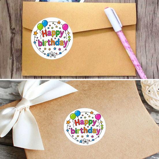 6Pcs Happy Birthday Thank You Sticker Set Cute Party Decals for Gift Wrapping Cards Kindergarten Crafts Colorful Birthday Stickers for Celebration