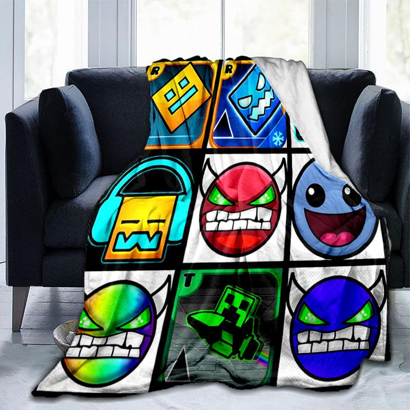 Coperta Colorata con Personaggi di Geometry Dash Adatta per Divani, Letti, Uffici e Campeggio - Regalo Perfetto per Halloween Natale