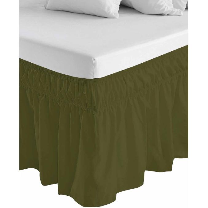 

Юбка для кровати размера кинг с оборками, темно-оливково-зеленая однотонная, с регулируемой эластичной лентой, оборка от пыли для кроватей размера квин и кинг Queen-16 Drop разноцветный