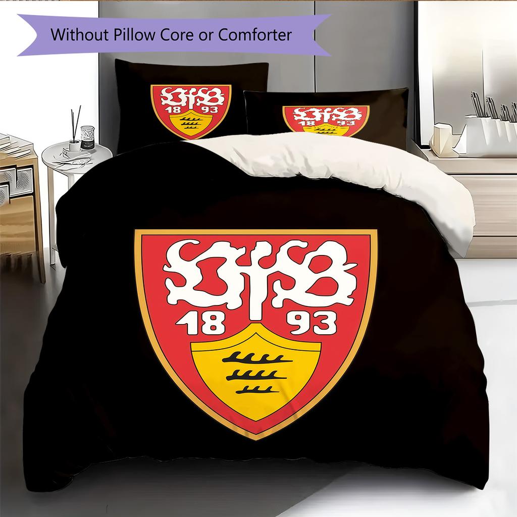 Set Copripiumino Trapuntato con Motivo VfB Stuttgart Decorazione per la Casa Regalo (1 * copripiumino + 2 * federe senza imbottitura)